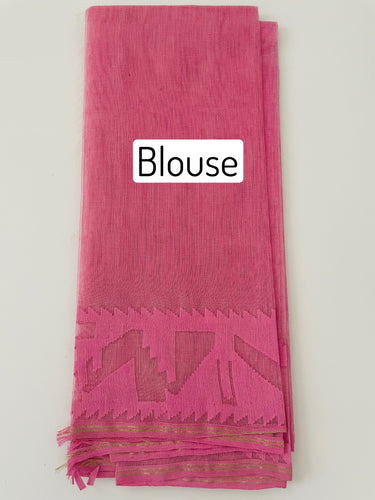 Authentic Dhakai Jamdani Muslin Saree from Bangladesh | Handwoven | Bubblegum Pink | Pink and Gold Threads | Ships from California